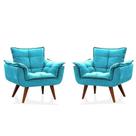 Kit 02 Poltronas Decorativas Opala Azul Turquesa - King Decor