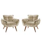 Kit 02 Poltronas Decorativas Opala Bege - King Decor