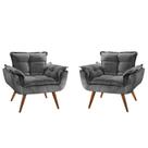 Kit 02 Poltronas Decorativas Opala Cinza - King Decor