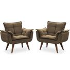 Kit 02 Poltronas Decorativas Opala Marrom - King Decor