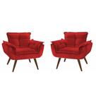 Kit 02 Poltronas Decorativas Opala Vermelho - King Decor