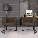 Kit 02 Poltronas Decorativas Oregon Preto Fosco/marrom - M. Arapongas