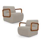 Kit 02 Poltronas Decorativas Orgânica Living Kavya Bouclê Bege - Desk Design