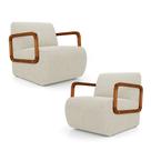 Kit 02 Poltronas Decorativas Orgânica Living Kavya Bouclê Off White - Desk Design