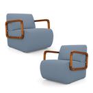 Kit 02 Poltronas Decorativas Orgânica Living Kavya Linho Denim - Desk Design