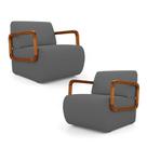 Kit 02 Poltronas Decorativas Orgânica Living Kavya Linho Grafite - Desk Design