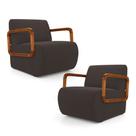 Kit 02 Poltronas Decorativas Orgânica Living Kavya Veludo Marrom - Desk Design