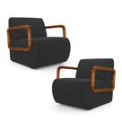 Kit 02 Poltronas Decorativas Orgânica Living Kavya Veludo Preto - Desk Design