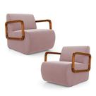 Kit 02 Poltronas Decorativas Orgânica Living Kavya Veludo Rosê - Desk Design