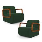 Kit 02 Poltronas Decorativas Orgânica Living Kavya Veludo Verde Escuro - Abmaza Kit 02 Poltronas Decorativas Orgânica Living Kavya Veludo Verde Escuro - Abmaza