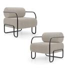 Kit 02 Poltronas Decorativas Orgânica Living Miska Bouclê Bege - Desk Design