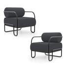 Kit 02 Poltronas Decorativas Orgânica Living Miska Veludo Cinza - Abmaza Kit 02 Poltronas Decorativas Orgânica Living Miska Veludo Cinza - Abmaza