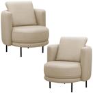 Kit 02 Poltronas Decorativas Orgânica Para Sala De Estar Living Belfort L06 Couro Bege - Lyam Decor