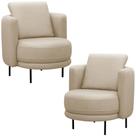 Kit 02 Poltronas Decorativas Orgânica Para Sala de Estar Living Belfort L06 Couro Bege - Lyam Decor