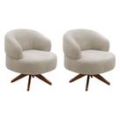 Kit 02 Poltronas Decorativas Orgânicas Living Have Base Giratória Bouclê Bege - Desk Design
