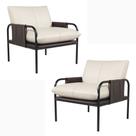 Kit 02 Poltronas Decorativas Pablo Couro OffWhite/Café G34 - Gran Belo Kit 02 Poltronas Decorativas Pablo Couro OffWhite/Café G34 - Gran Belo
