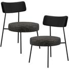 Kit 02 Poltronas Decorativas Para Sala De Estar Base Fixa Londres L02 material sintético Preto Linho Chumbo - Lyam