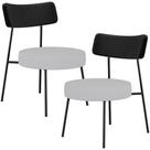 Kit 02 Poltronas Decorativas Para Sala De Estar Base Fixa Londres L02 material sintético Preto Linho Cinza - Lyam