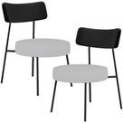 Kit 02 Poltronas Decorativas Para Sala De Estar Base Fixa Londres L02 material sintético Preto Linho Cinza - Lyam