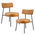 Kit 02 Poltronas Decorativas Para Sala De Estar Base Fixa Londres L02 material sintético Whisky - Lyam Decor