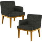 Kit 02 Poltronas Decorativas Para Sala de Estar Beatriz W01 Linho Chumbo - Lyam Decor Kit 02 Poltronas Decorativas Para Sala de Estar Beatriz W01 Linho Chumbo - Lyam Decor