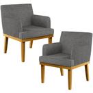 Kit 02 Poltronas Decorativas Para Sala de Estar Beatriz W01 Linho Cinza Escuro - Lyam Decor Kit 02 Poltronas Decorativas Para Sala de Estar Beatriz W01 Linho Cinza Escuro - Lyam Decor