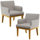Kit 02 Poltronas Decorativas Para Sala de Estar e Recepção Beatriz Linho Bege - Lyam Decor Kit 02 Poltronas Decorativas Para Sala de Estar e Recepção Beatriz Linho Bege - Lyam Decor