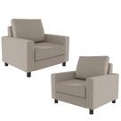 Kit 02 Poltronas Decorativas Para Sala De Estar E Recepção Malta L02 Linho Bege - Lyam Decor