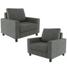 Kit 02 Poltronas Decorativas Para Sala De Estar E Recepção Malta L02 Linho Cinza Escuro - Lyam Decor
