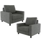 Kit 02 Poltronas Decorativas Para Sala De Estar E Recepção Malta L02 Linho Cinza Escuro - Lyam Decor