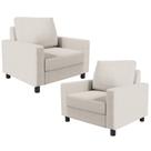Kit 02 Poltronas Decorativas Para Sala De Estar E Recepção Malta L02 Linho Cru - Lyam Decor