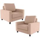 Kit 02 Poltronas Decorativas Para Sala De Estar E Recepção Malta L02 Linho Rosê - Lyam Decor