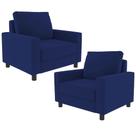 Kit 02 Poltronas Decorativas Para Sala De Estar E Recepção Malta L02 Suede Azul Marinho - Lyam Decor