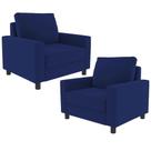 Kit 02 Poltronas Decorativas Para Sala De Estar E Recepção Malta L02 Suede Azul Marinho - Lyam Decor