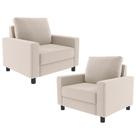 Kit 02 Poltronas Decorativas Para Sala De Estar E Recepção Malta L02 Suede Bege - Lyam Decor