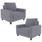 Kit 02 Poltronas Decorativas Para Sala De Estar E Recepção Malta L02 Suede Cinza - Lyam Decor