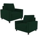 Kit 02 Poltronas Decorativas Para Sala De Estar E Recepção Malta L02 Suede Verde Musgo - Lyam Decor