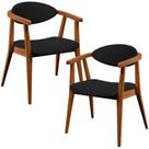 Kit 02 Poltronas Decorativas Para Sala de Estar Jantar Cecília B04 Suede Preto - Lyam Decor