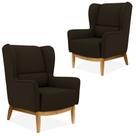 Kit 02 Poltronas Decorativas Para Sala de Estar Milena Base de Madeira Sintético Marrom C-34 - Lyam Decor