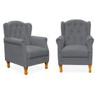 Kit 02 Poltronas Decorativas Para Sala de Estar Yara Corano Cinza - Lyam Decor Kit 02 Poltronas Decorativas Para Sala de Estar Yara Corano Cinza - Lyam Decor