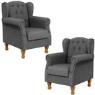 Kit 02 Poltronas Decorativas Para Sala de Estar Yara Linho Cinza Escuro - Lyam Decor