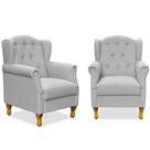Kit 02 Poltronas Decorativas Para Sala de Estar Yara Linho Cinza - Lyam Decor Kit 02 Poltronas Decorativas Para Sala de Estar Yara Linho Cinza - Lyam Decor
