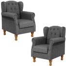 Kit 02 Poltronas Decorativas Para Sala de Estar Yara P02 Linho Cinza Escuro - Lyam Decor Kit 02 Poltronas Decorativas Para Sala de Estar Yara P02 Linho Cinza Escuro - Lyam Decor