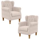 Kit 02 Poltronas Decorativas Para Sala de Estar Yara Suede Bege - Lyam Decor