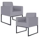 Kit 02 Poltronas Decorativas para Sala Recepção Base Fixa De Metal Helô L02 Suede Cinza - Lyam Decor Kit 02 Poltronas Decorativas para Sala Recepção Base Fixa De Metal Helô L02 Suede Cinza - Lyam Decor