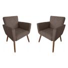 Kit 02 Poltronas Decorativas Pés Palito Nina Estilo Costura Marrom - SA Móveis