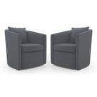 Kit 02 Poltronas Decorativas Sala de Estar Aimê Suede Cinza - Desk Design