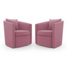 Kit 02 Poltronas Decorativas Sala de Estar Aimê Suede Rosa - Abmaza