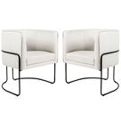 Kit 02 Poltronas Decorativas Sala de Estar Base de Aço Preto Nix Linho Creme - Gran Belo