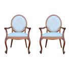 Kit 02 Poltronas Decorativas Sala de Estar Base Madeira Maciça Adrie Sarja Bege/Amêndoa Mel G36 - Gran Belo